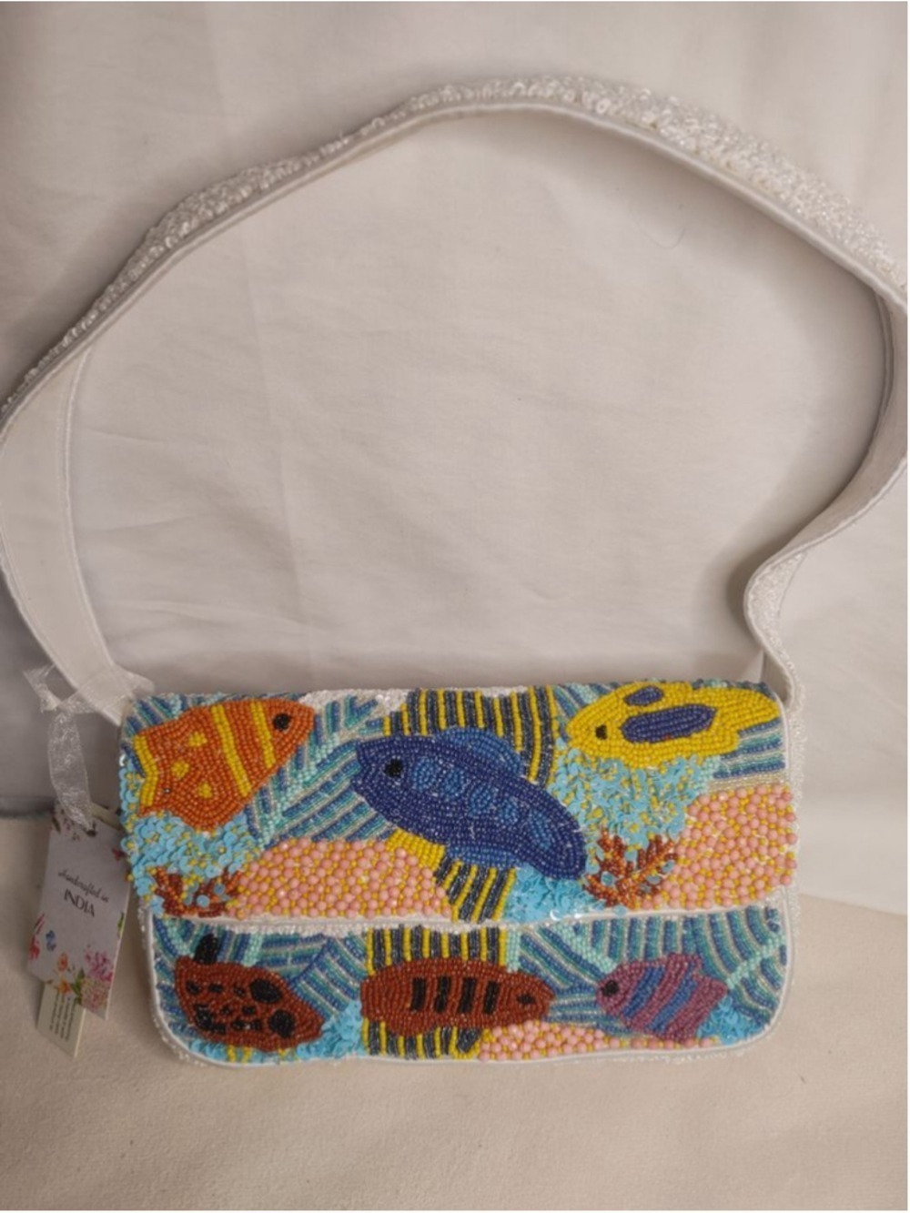 Beaded Tropical Fish Coral Shoulder Bag Tiktok Viral Handmade In India Purse